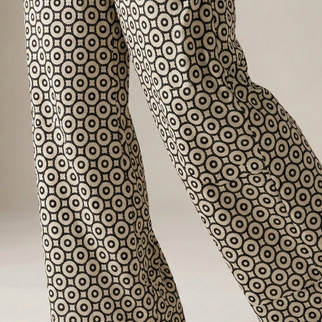 Ornamental Black & Beige Geometric Mönster Tyg (Skapare uppladdad)