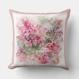 Ornamental Boder och Styliserad Blommigt Kudde