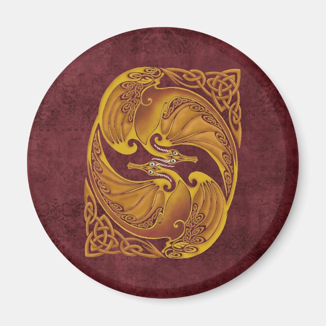 Ornamental Celtic Dragons Magnet (Framsidan)
