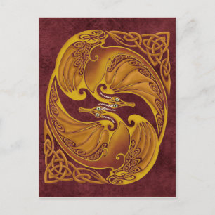 Ornamental Celtic Dragons Vykort