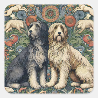 Ornamental Dogs Textile Art inspired by William Fyrkantigt Klistermärke