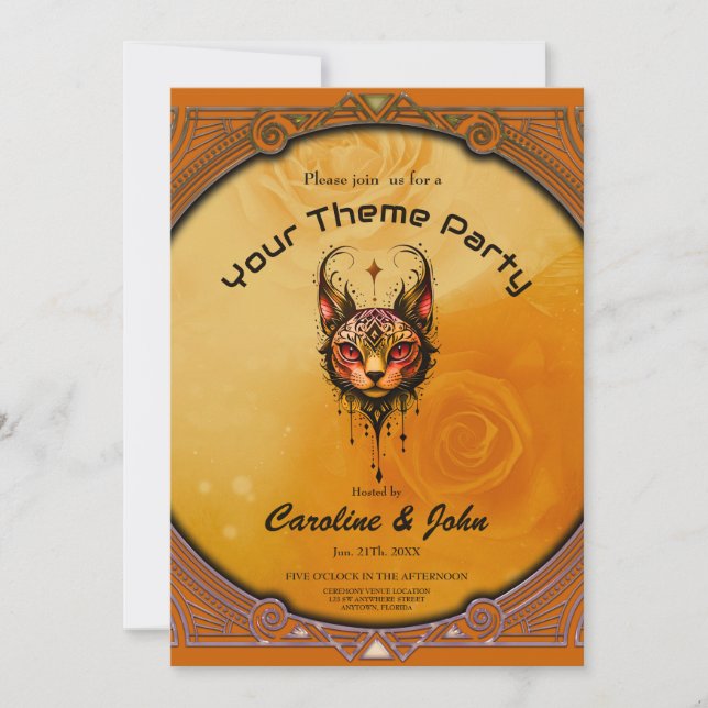 Ornamental elegans: A porträtt av en katt. Inbjudningar (Framsida)