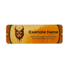 Ornamental elegans: A porträtt av en katt. Returadress Etikett