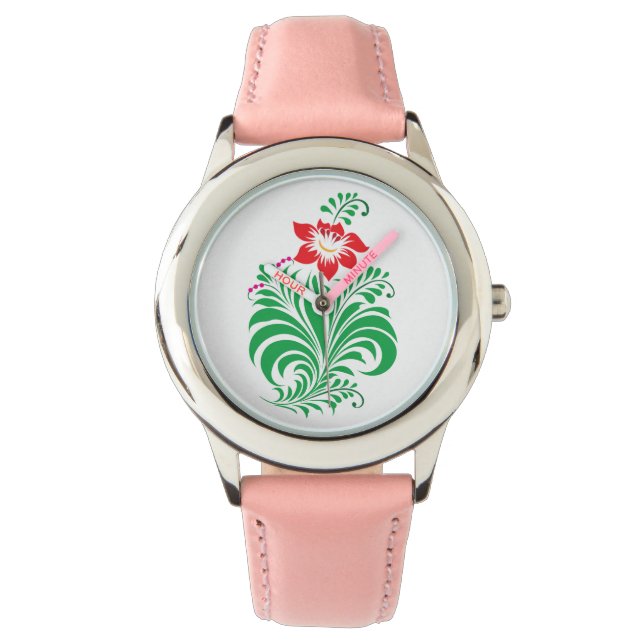 Ornamental Floral Flower Design – Elegant Armbandsur (Framsida)