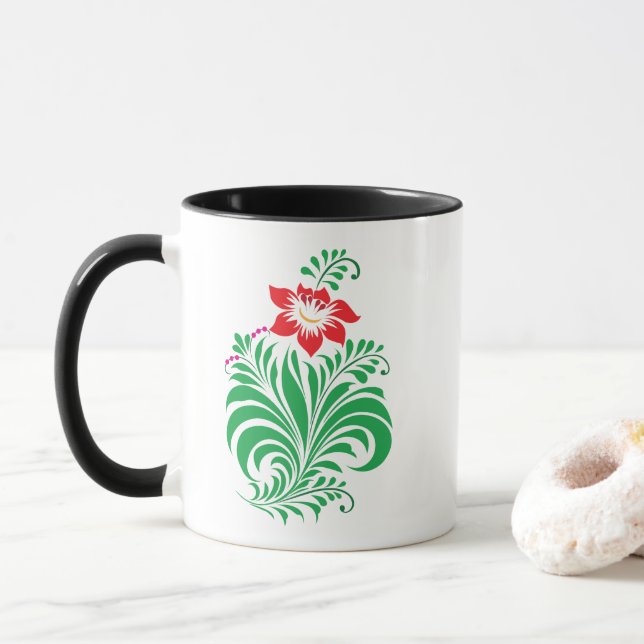 Ornamental Floral Flower Design – Elegant Mugg (Med munk)
