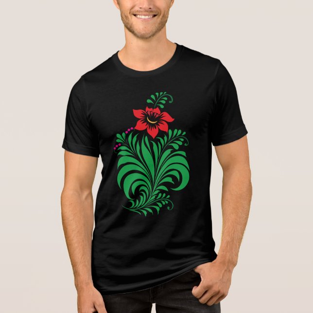 Ornamental Floral Flower Design – Elegant T Shirt (Framsida)
