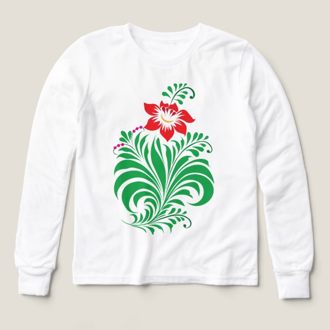 Ornamental Floral Flower Design – Elegant T Shirt (Design framsida)
