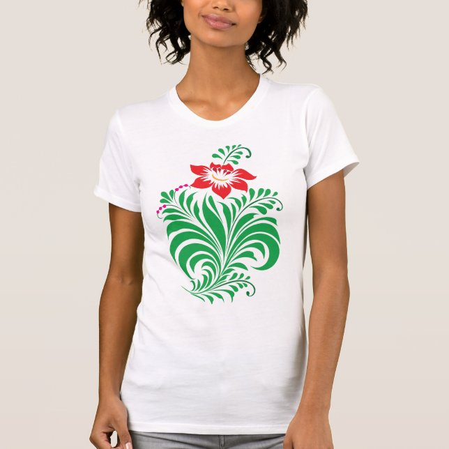 Ornamental Floral Flower Design – Elegant T Shirt (Framsida)