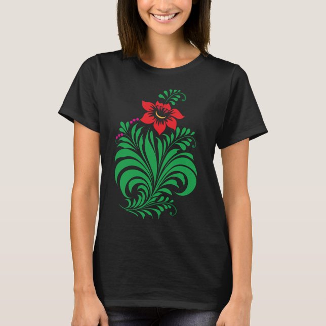 Ornamental Floral Flower Design – Elegant T Shirt (Framsida)