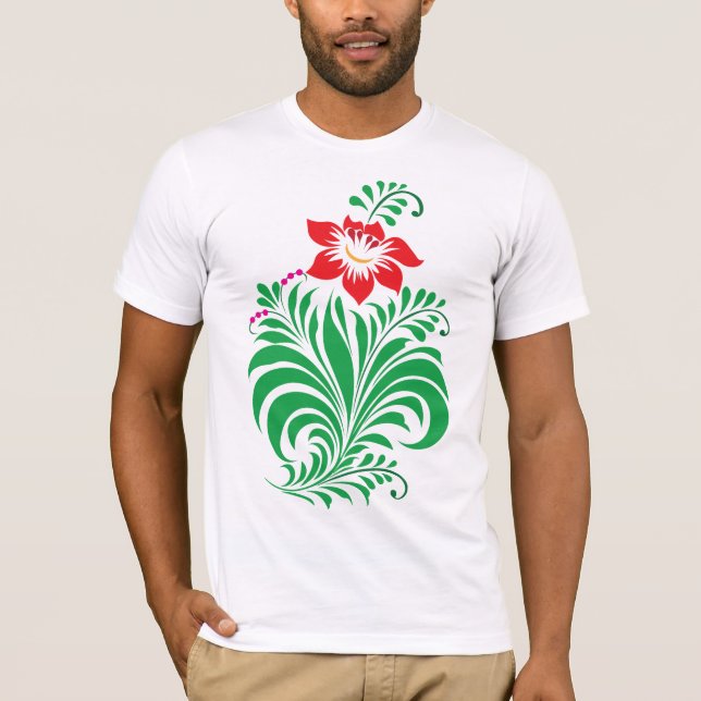 Ornamental Floral Flower Design – Elegant T Shirt (Framsida)