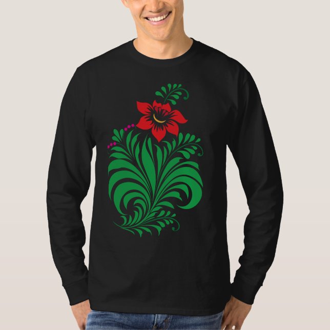 Ornamental Floral Flower Design – Elegant T Shirt (Framsida)