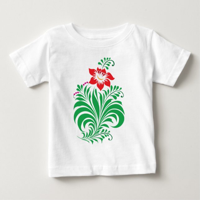 Ornamental Floral Flower Design – Elegant T Shirt (Framsida)
