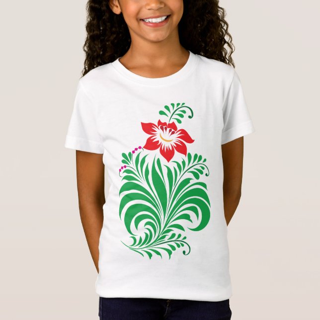 Ornamental Floral Flower Design – Elegant T Shirt (Framsida)