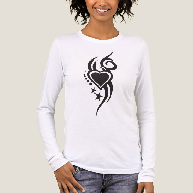Ornamental Floral Heart Tattoo  T Shirt (Framsida)