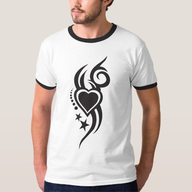 Ornamental Floral Heart Tattoo  T Shirt (Framsida)