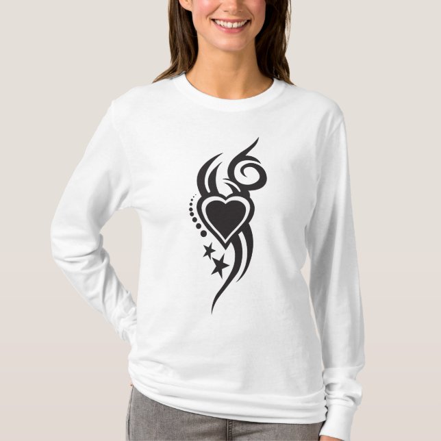 Ornamental Floral Heart Tattoo  T Shirt (Framsida)