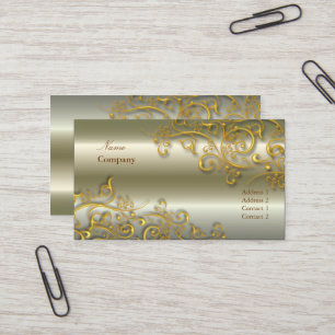 Ornamental/Gilded guld swirls/faux brushle nickle Visitkort
