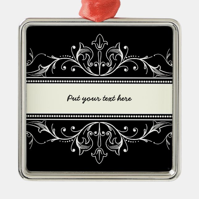 Ornamental gräns svartvit anpassningsbar ornament (Framsidan)
