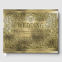 Ornamental Guld Embossed Bröllop look Guest Bok