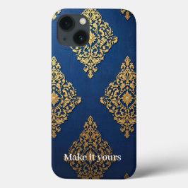 Ornamental Guld på Blue Phone Case - lägg till en