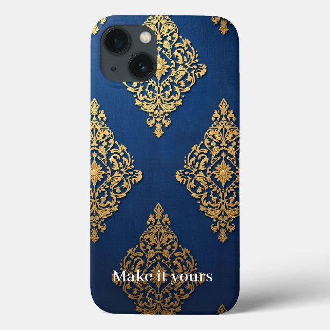 Ornamental Guld på Blue Phone Case - lägg till en  (Baksida)