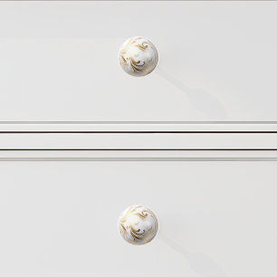 Ornamental Guld White Filigree Swirl Orb Knopp