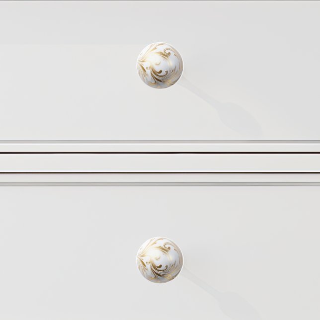 Ornamental Guld White Filigree Swirl Orb Knopp (Skapare uppladdad)