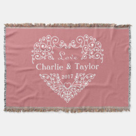 Ornamental Heart anpassningsbar text kastar filt