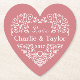 Ornamental Heart anpassningsbar text papper underl Underlägg Papper