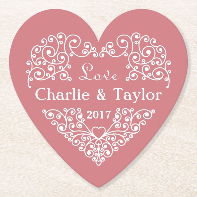Ornamental Heart anpassningsbar text papper underl Underlägg Papper (Framsida)