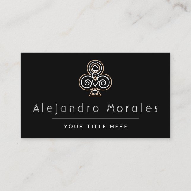 Ornamental Klubb Casino Night Poker Player Croupie Visitkort (Framsida)