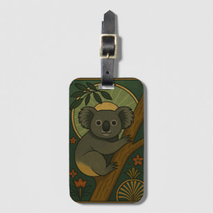 Ornamental Koala i Botanical Mandala Bagagebricka