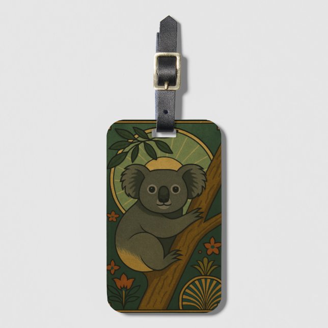 Ornamental Koala i Botanical Mandala Bagagebricka (Framsida vertikal)