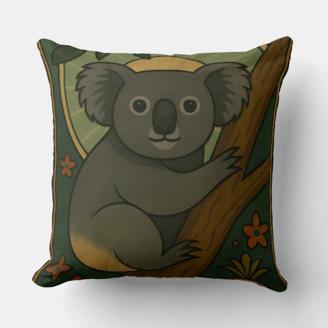 Ornamental Koala i Botanical Mandala Kudde (Framsida)