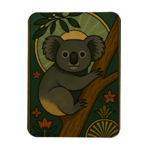 Ornamental Koala i Botanical Mandala Magnet