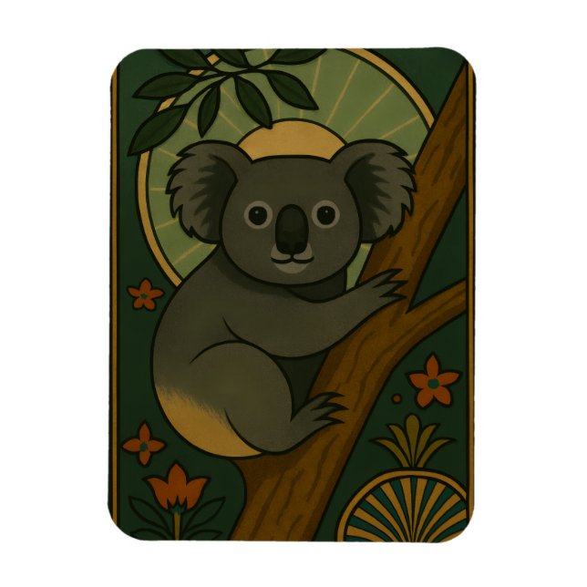 Ornamental Koala i Botanical Mandala Magnet (Vertikal)