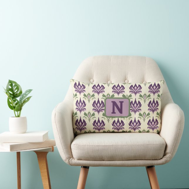 Ornamental Lily Motif Mönster Lumbarkudde (Stol)