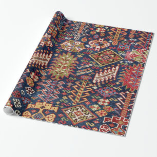 Ornamental Midnight Blue Shekarlu Zig-Zag Presentpapper