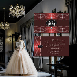 Ornamental Mörk Vin Red Ornate Gräns med Logotyp Visitkort