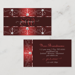 Ornamental Mörk Vin Red Ornate Gräns Monogram Visitkort