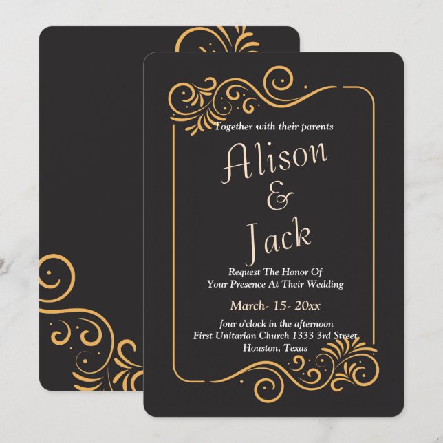 Ornamental Ram Bröllop Inbjudningar (Fram/baksida)