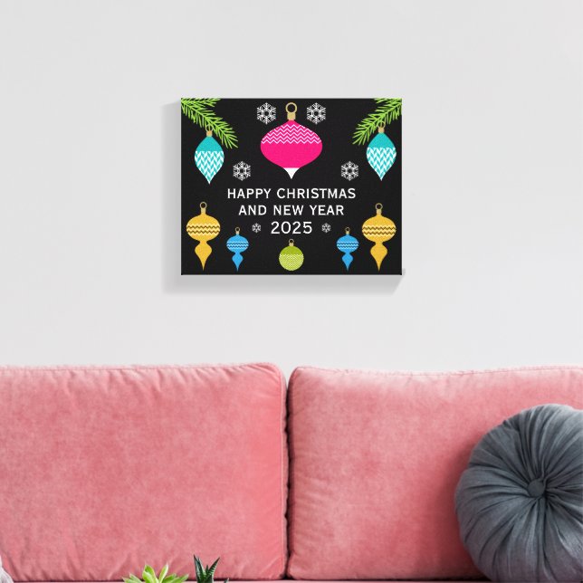 Ornamental Retro-juldekorativ Boll Canvastryck (Insitu (Vardagsrum))