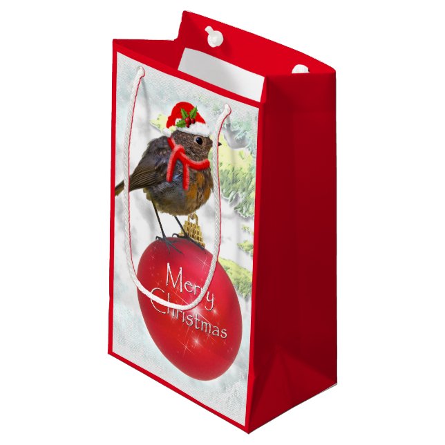 Ornamental Robin Gift Bag (Framsidan Vinklad)