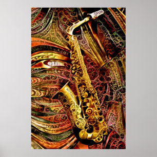 Ornamental saaxophon poster