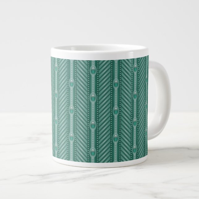 Ornamental Teal Mönster Jumbo Mugg (Framsida höger)