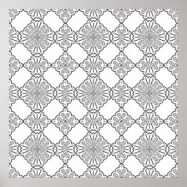 Ornamental Tile Medallion Pattern Coloring Sheet Poster