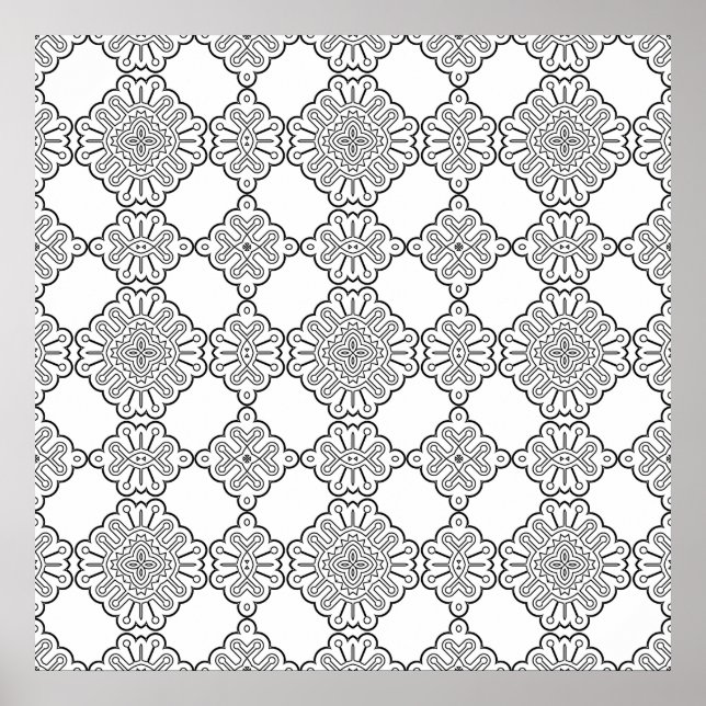 Ornamental Tile Medallion Pattern Coloring Sheet Poster (Framsidan)
