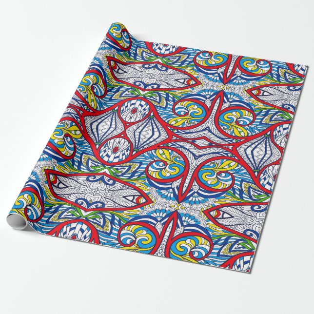 Ornamental Tribal Seamless pattern. Illustration.  Presentpapper (Utrullad)