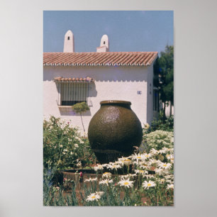 Ornamental uran i blomsterträdgård, Lissabon, Port Poster