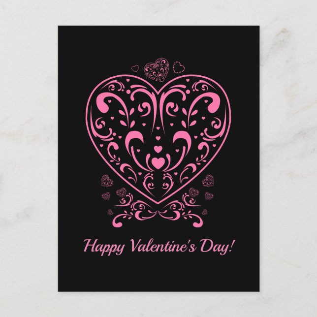 Ornamental Valentines Day Heart-vykort Vykort (Framsida)